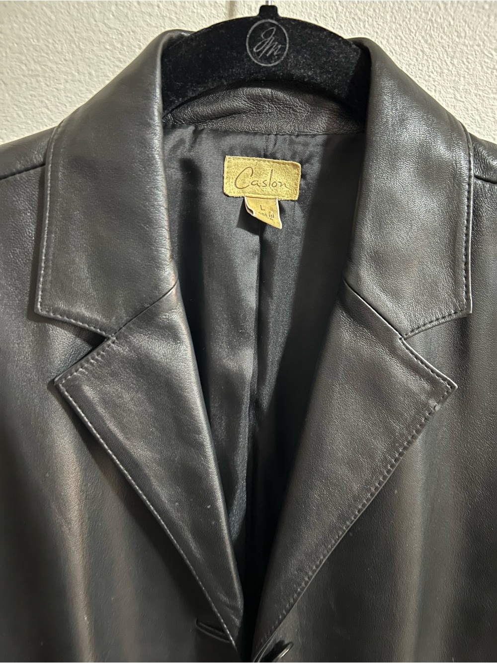 Caslon Black Leather Trench Coat